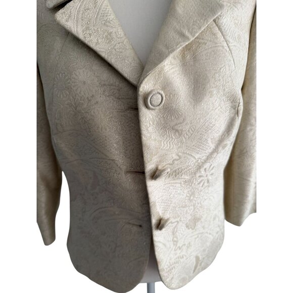 TAHARI Metallic Gold Threaded Blazer Jacket Size 12 - Picture 4 of 9